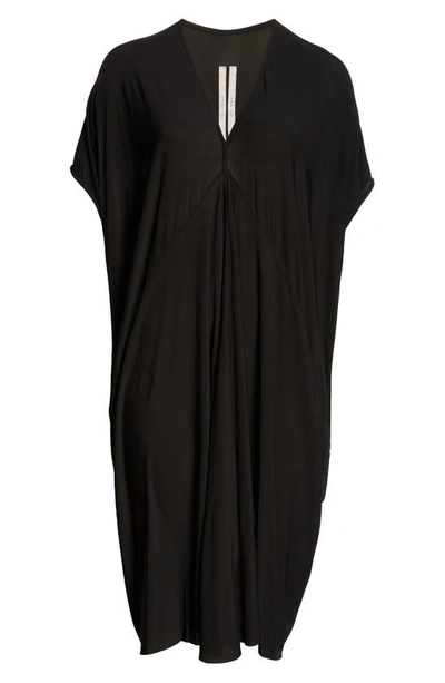 Rick Owens Tommykite V-neck Jersey Dress In Black