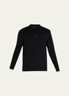 Loro Piana Superlight Baby Cashmere Long-sleeve Polo Shirt, Susina In Black