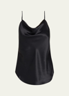 Cinq À Sept Marta Cowl-neck Silk Camisole In Black