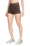 Nike Pro 3-inch Shorts In Baroque Brown/ White