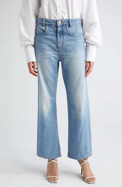 Bite Studios Curved Organic Cotton Denim Jeans In Brushed Blue