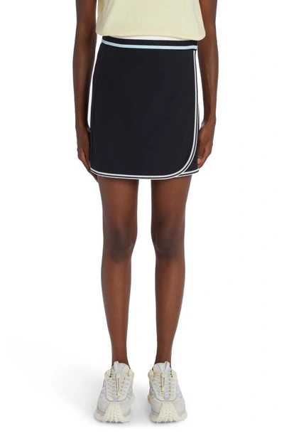 Moncler Stripe Trim Faux Wrap Skirt In Black