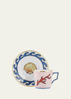 Ginori 1735 Il Viaggio Di Nettuno Coffee Cups And Saucers, Set Of 2 In Multi