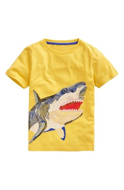 Mini Boden Kids' Superstitch Animal T-shirt Gooseberry Yellow Shark Boys Boden