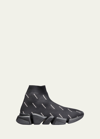 Balenciaga Men's Speed 2.0 Lace-up Recycled Knit Sneaker In Noir/ecru