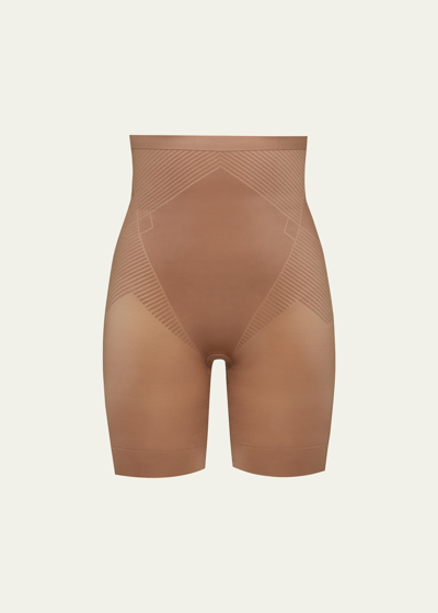 Spanx Thinstincts 2.0 High-waisted Mid-thigh Shorts In Cafe Au Lait