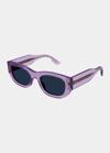 Gucci Embellished Rectangle Acetate Sunglasses In Violet