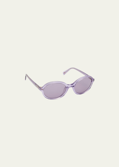 BY FAR VELVET SEMI-TRANSPARENT ROUND ACETATE SUNGLASSES