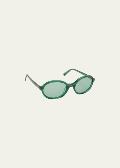 By Far Velvet Semi-transparent Round Acetate Sunglasses In Transparent Emera
