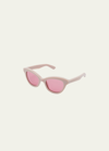 Alexander Mcqueen Acetate Cat-eye Sunglasses W/ Logo Detail In 005 Shiny Solid L