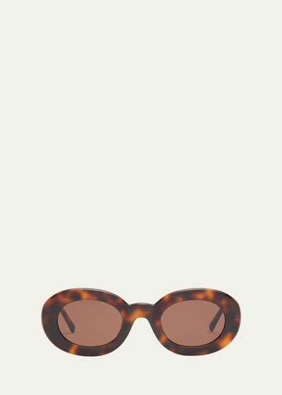 Jacquemus Les Lunettes Pralu Acetate & Metal Alloy Oval Sunglasses In Multi-brown