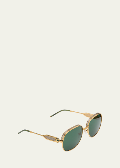 Casablanca Men's Square Metal Sunglasses In Gold/silver Green