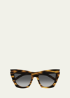 Saint Laurent 214 Kate Acetate Cat-eye Sunglasses In Shiny Flamed Hava