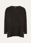 Eskandar Side Panelled Round Neck Long Sleeve T-shirt (mid Plus Length) In Black