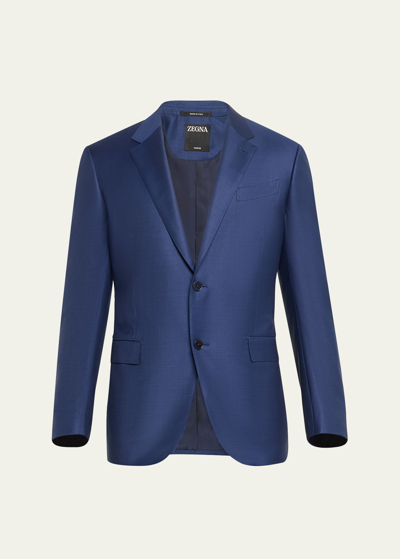 Zegna Men's Micro-patterned Trofeo Suit In Nvy Sld