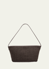 Brunello Cucinelli Bead-embellished Faux Raffia Shoulder Bag In Dark Brown