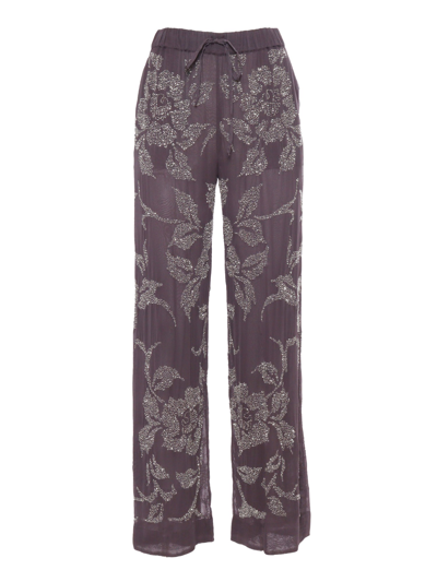 P.a.r.o.s.h Trousers With Applied Rhinestones In Grey