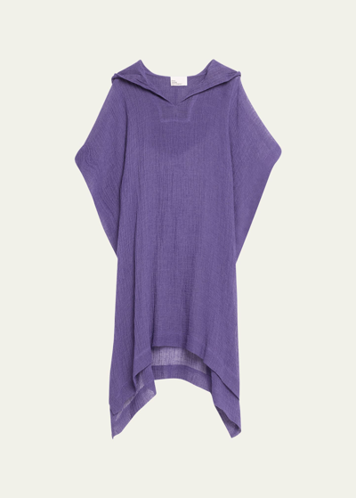 Lisa Marie Fernandez + Net Sustain Oversized Crinkled Linen-blend Gauze Poncho In Purple