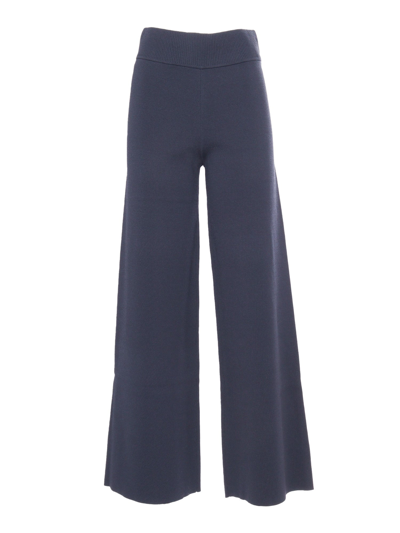 P.a.r.o.s.h Flared Knitted Trousers In Blue