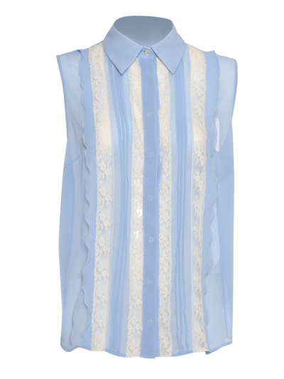 P.a.r.o.s.h Sleeveless Shirt With Lace In Light Blue