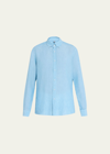 Bergdorf Goodman Men's Linen Sport Shirt In 14b Blue
