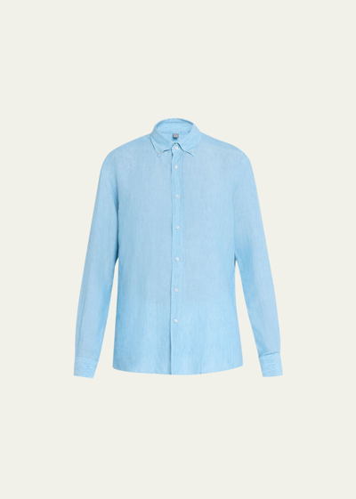 Bergdorf Goodman Men's Linen Sport Shirt In 14b Blue