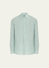 Bergdorf Goodman Men's Linen Sport Shirt In 54b Green