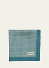 Brioni Men's Silk Prince Of Wales Check Pocket Square In Nile