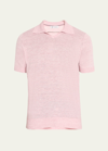 Brunello Cucinelli Men's Linen-cotton Short-sleeve Polo Sweater In C9701 Pale Pink
