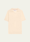 Brunello Cucinelli Men's Linen-cotton Short-sleeve Polo Sweater In Melon