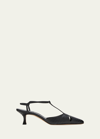 Manolo Blahnik Turgimod 50 Cutout Leather And Suede Slingback Pumps In Blck0015