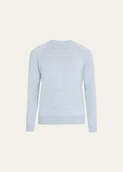 Fioroni Men's Cashmere-linen Crewneck Sweater In C11 Sky