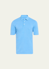 Fedeli Men's Cotton Pique Polo Shirt In Bright Blue