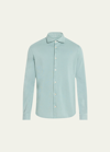 Fedeli Men's Frosted Pique Casual Button-down Shirt In Green