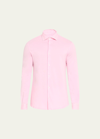 Fedeli Men's Frosted Pique Casual Button-down Shirt In Pink