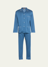 Emanuele Maffeis Men's Medallion-print Long Pajama Set In Dark Blue 111