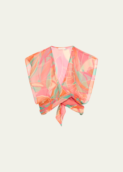 Ramy Brook Antonella Coverup Top In Pink Palm