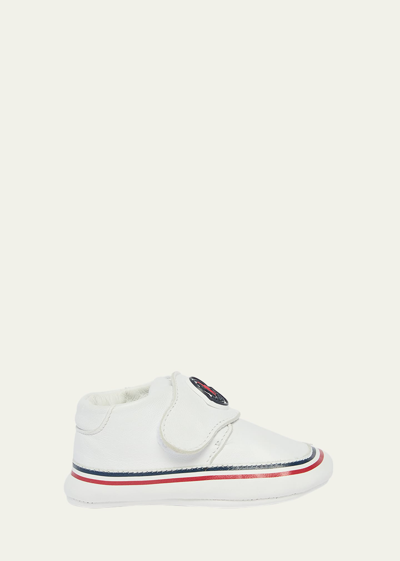 Moncler Kids' Girl's Bebe Low-top Leather Pre-walker Sneakers, Baby In Optical White