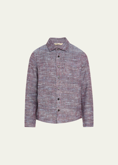 Baldassari Men's Summer Tweed Overshirt In Blue/purple Mix