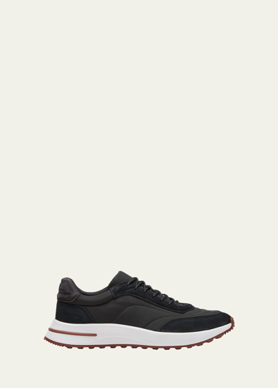 Loro Piana Weekend Walk Storm System® Suede-trimmed Shell Sneakers In Black