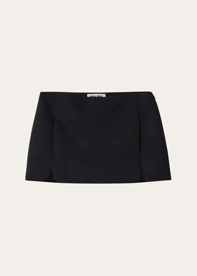 Miu Miu Grain De Poudre Mini Skirt In F0002 Nero