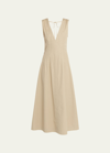 Bottega Veneta Open-back Compact Cotton Dress In Sand