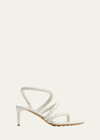 Bottega Veneta Leaf Braided Leather Stiletto Sandals In White