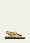 Bottega Veneta Raffia Dual-grip Slingback Sandals In Natural-black