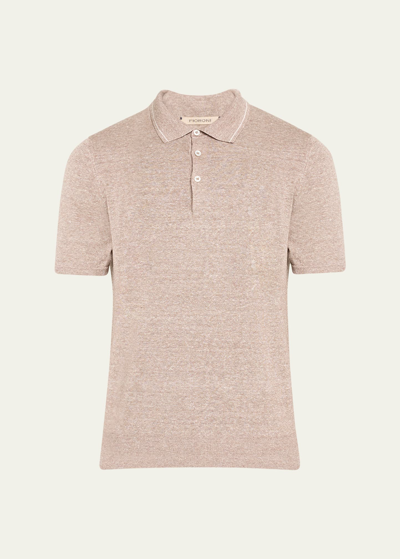 Fioroni Men's Linen-cotton Polo Shirt In Naturale