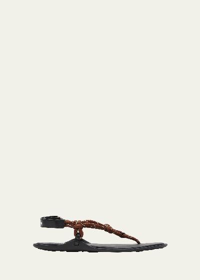 Miu Miu Sporty Rope Thong Slingback Sandals In Tabacco