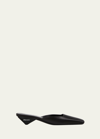 Prada Satin Square-toe Ballerina Mule Pumps In Nero