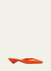 Prada Satin Square-toe Ballerina Mule Pumps In Arancio