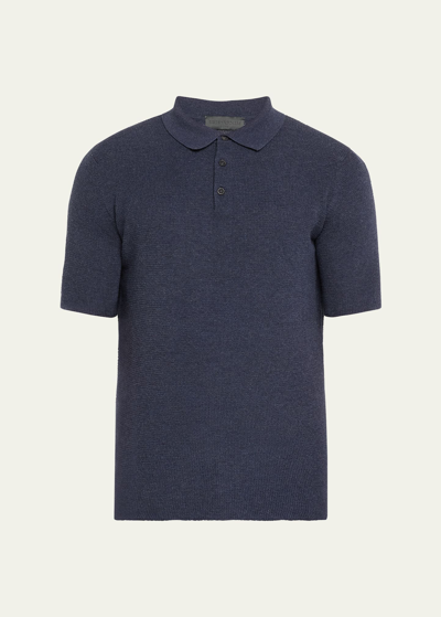 Iris Von Arnim Men's Cotton Knit Polo Shirt In Navy