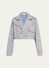 Ramy Brook Women's Annika Pinstriped Crop Jacket In Light Indigo Cotton Stripe